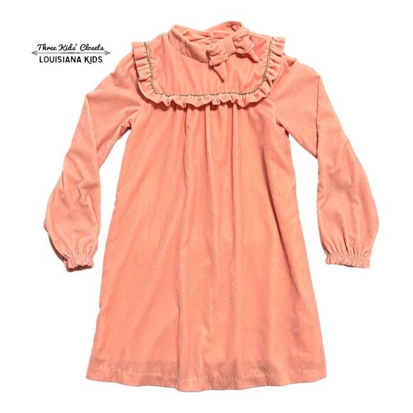 Janie and Jack Sz 8 Coral Velvet Bow Dress